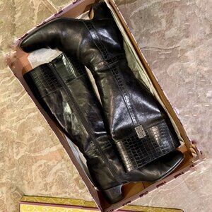 BRIGHTON GWEN BOOTS | Designer Leather Boots - Size 7.5, Black